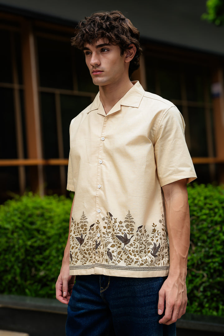 Classy Linen Printed Cuban shirt