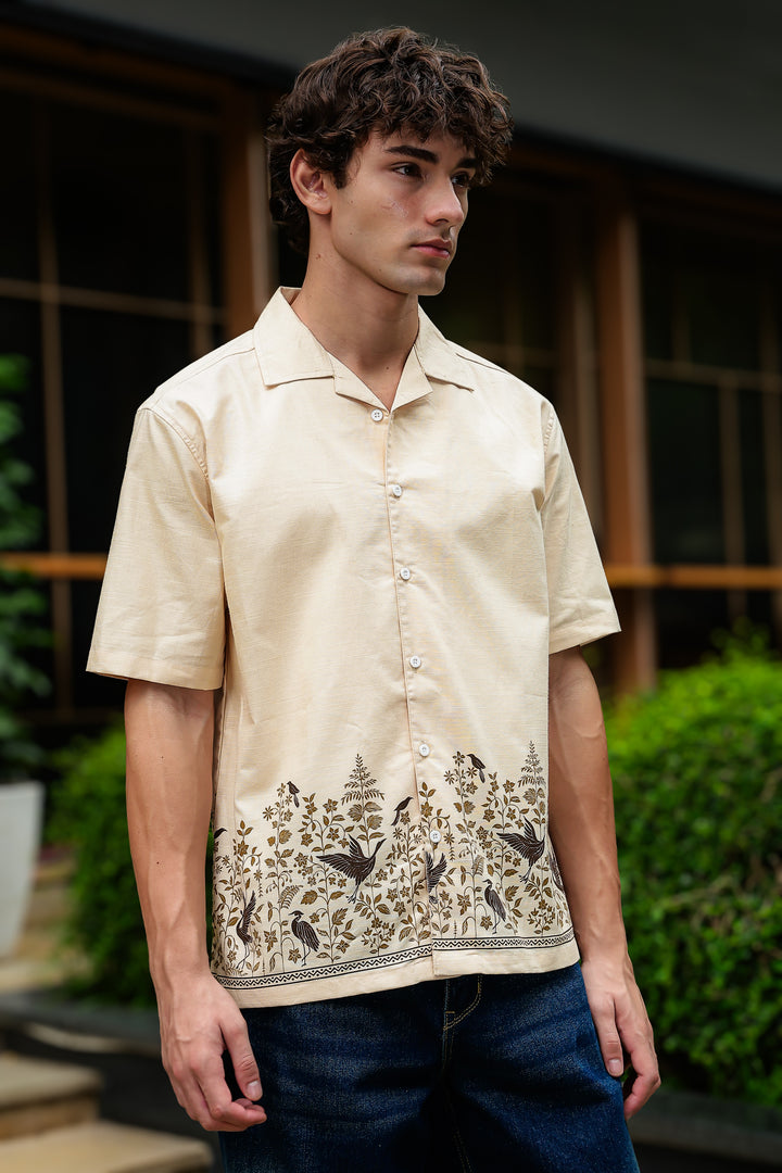 Classy Linen Printed Cuban shirt