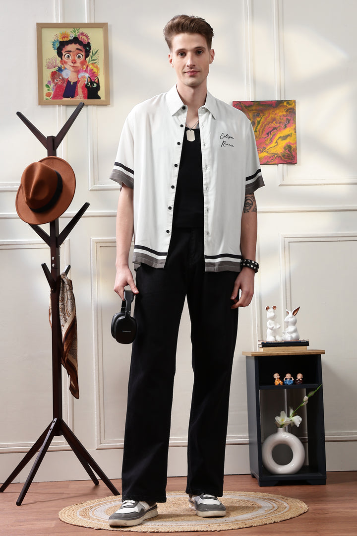 Eclipse Runner: Light Grey Oversized Shirt