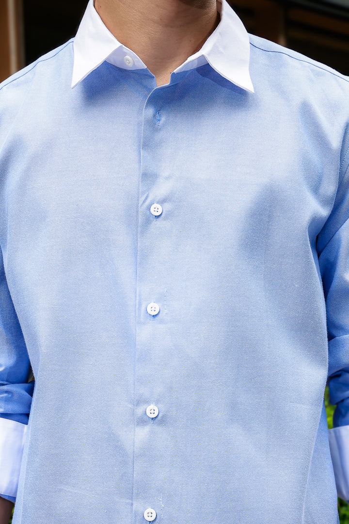 Contrast Collar : Oxford Blue Shirt