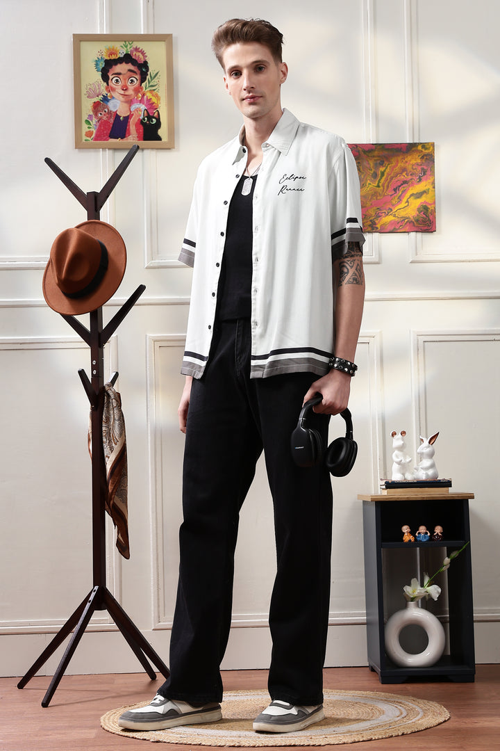 Eclipse Runner: Light Grey Oversized Shirt