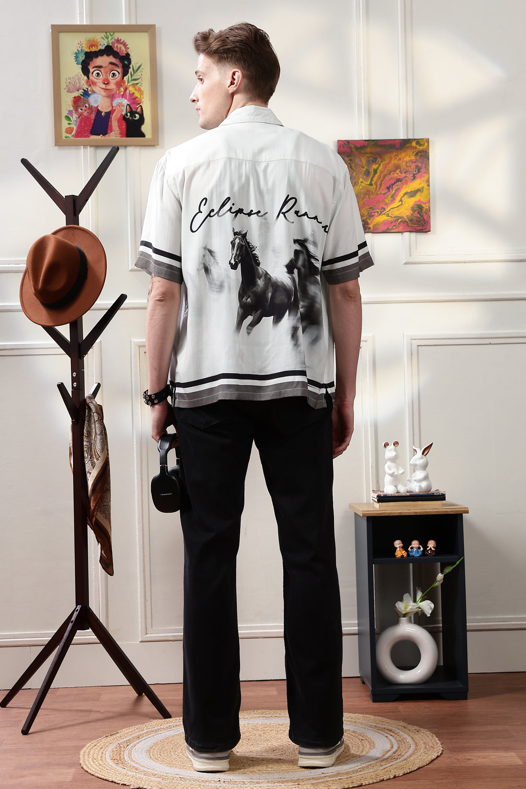 Eclipse Runner: Light Grey Oversized Shirt