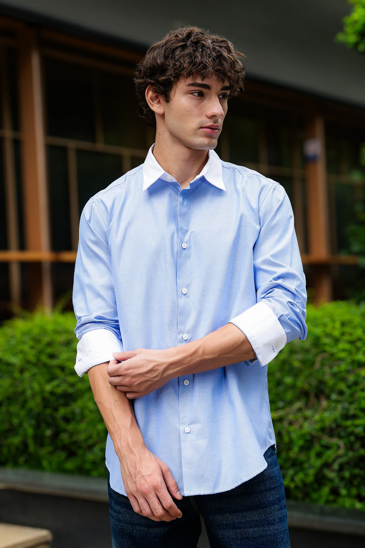 Contrast Collar : Oxford Blue Shirt