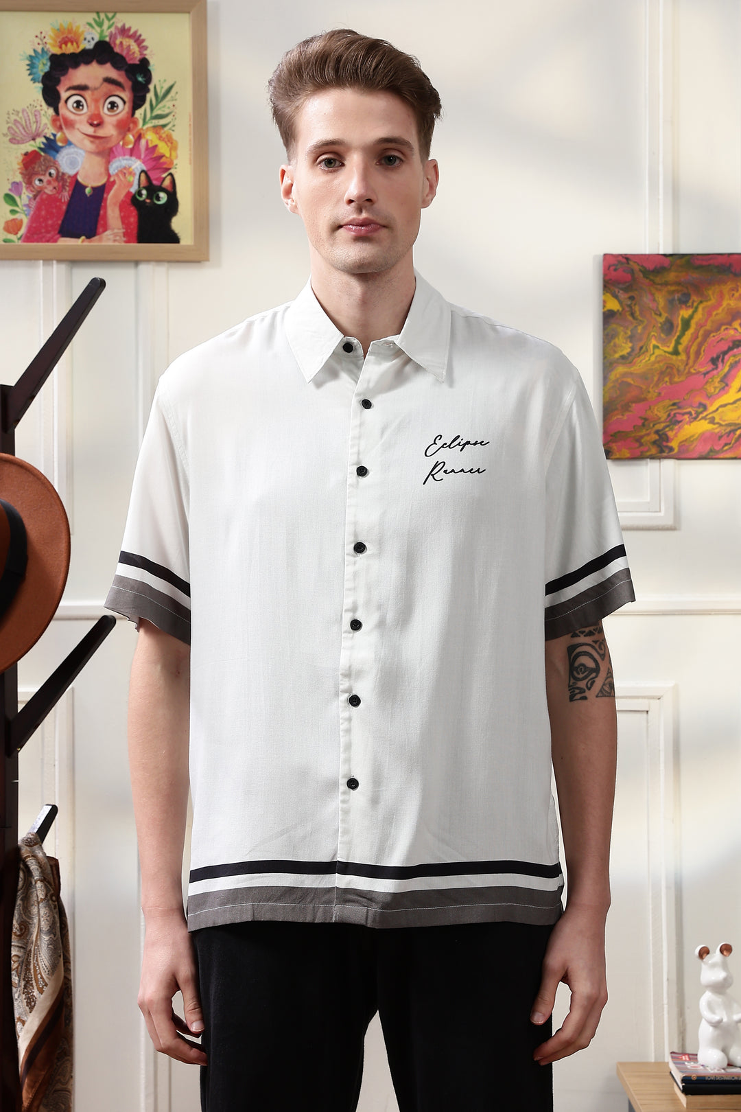 Eclipse Runner: Light Grey Oversized Shirt