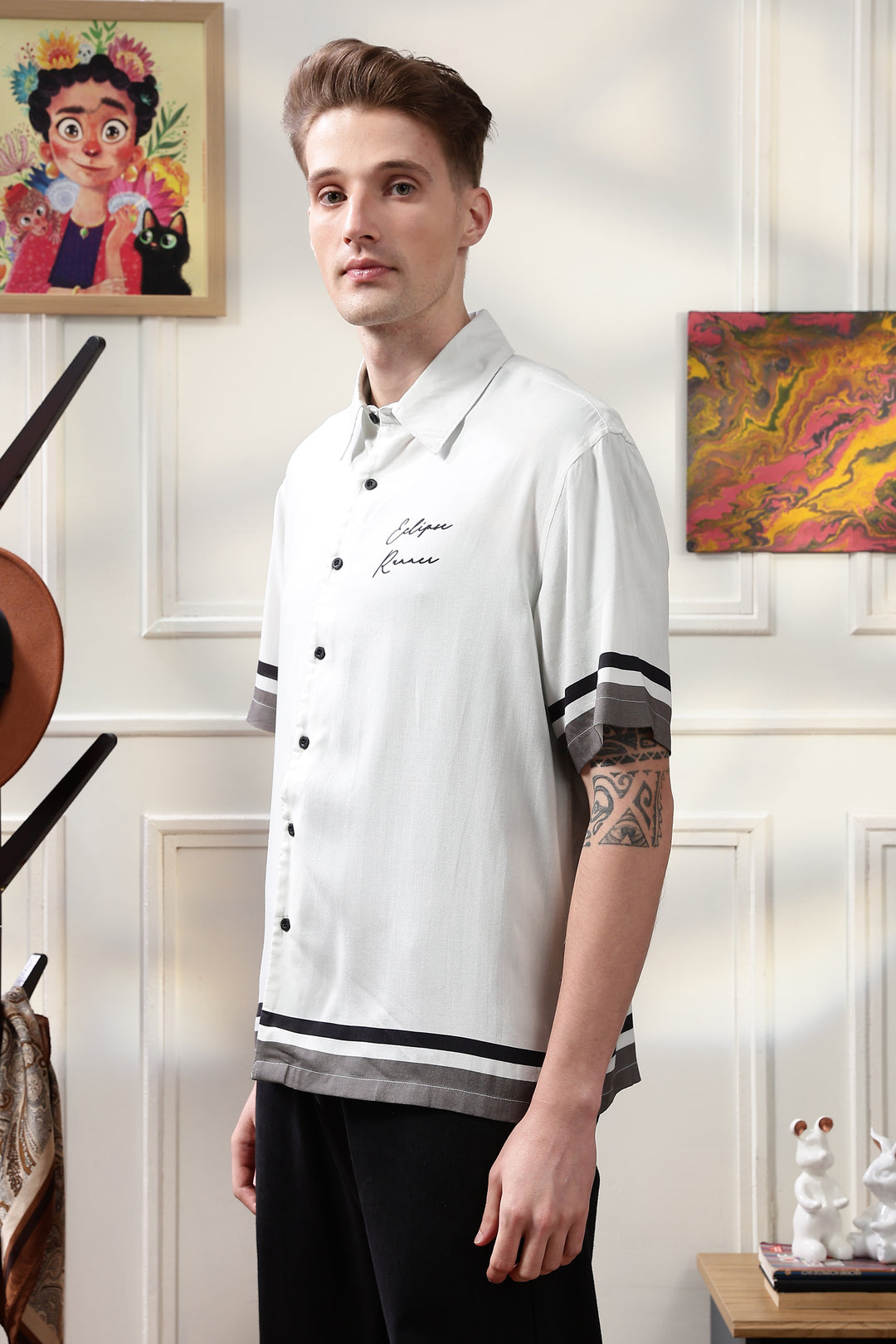 Eclipse Runner: Light Grey Oversized Shirt