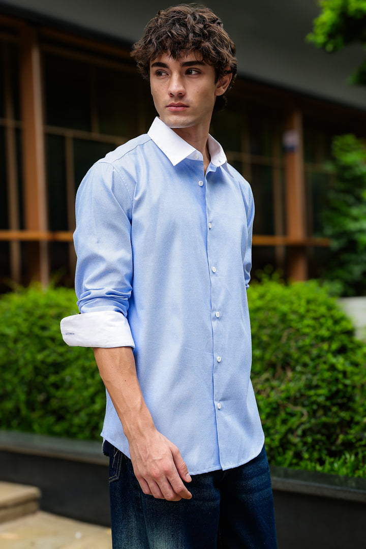 Contrast Collar : Oxford Blue Shirt