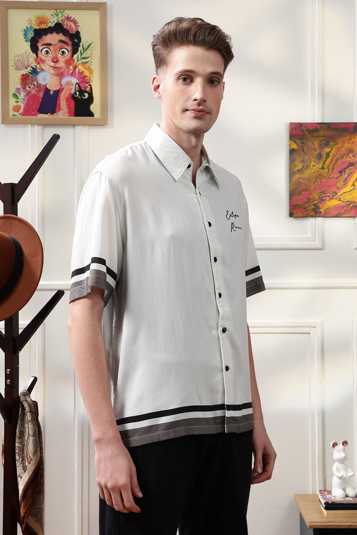 Eclipse Runner: Light Grey Oversized Shirt