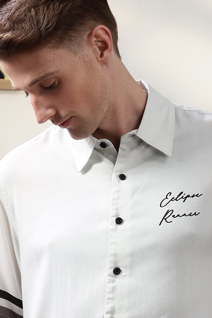 Eclipse Runner: Light Grey Oversized Shirt