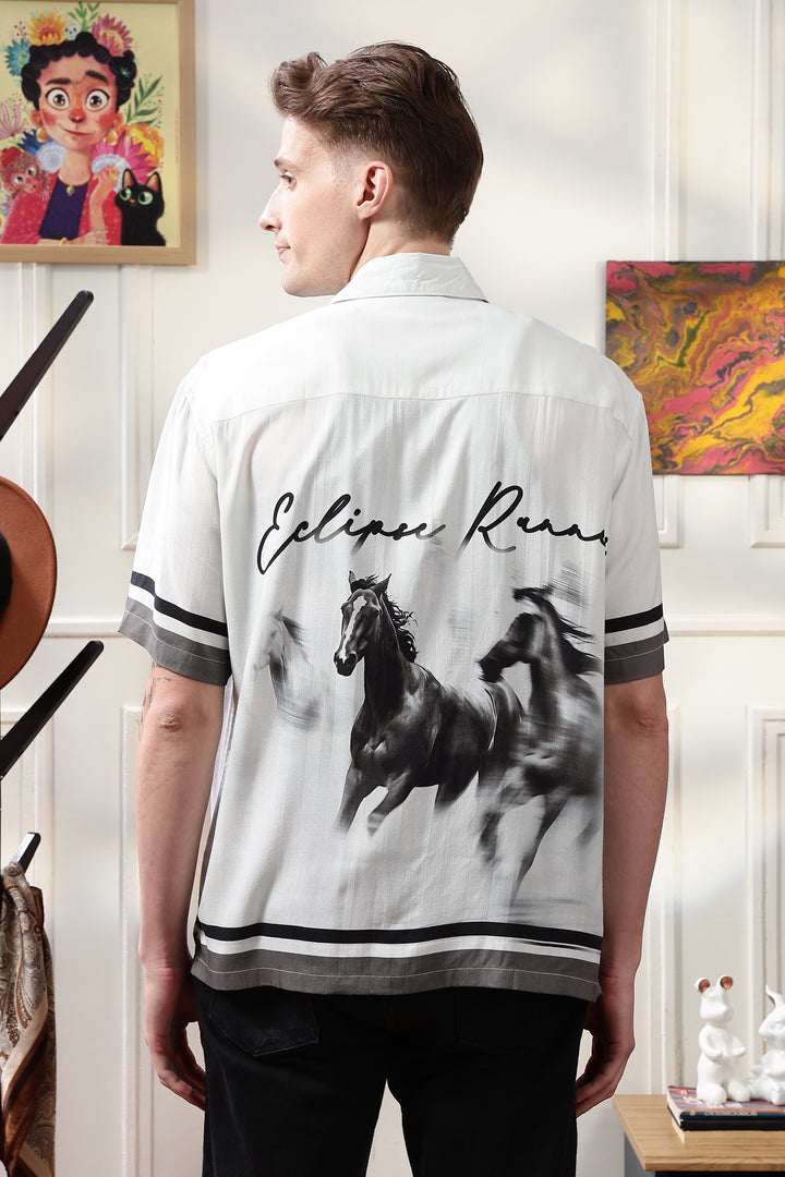 Eclipse Runner: Light Grey Oversized Shirt