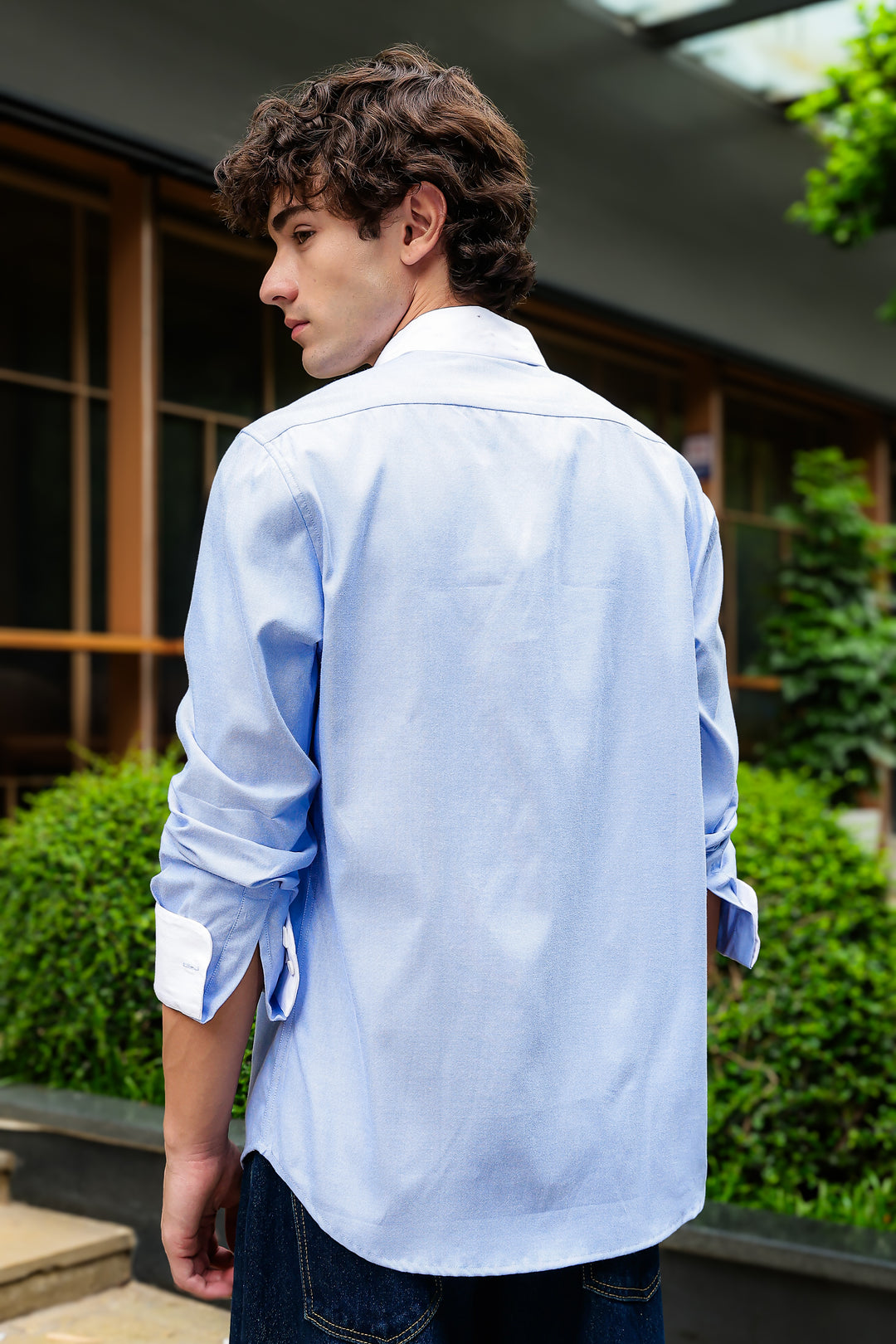 Contrast Collar : Oxford Blue Shirt