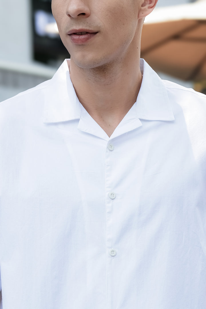 Sakura: Embroidery White Cotton Oversized Shirt