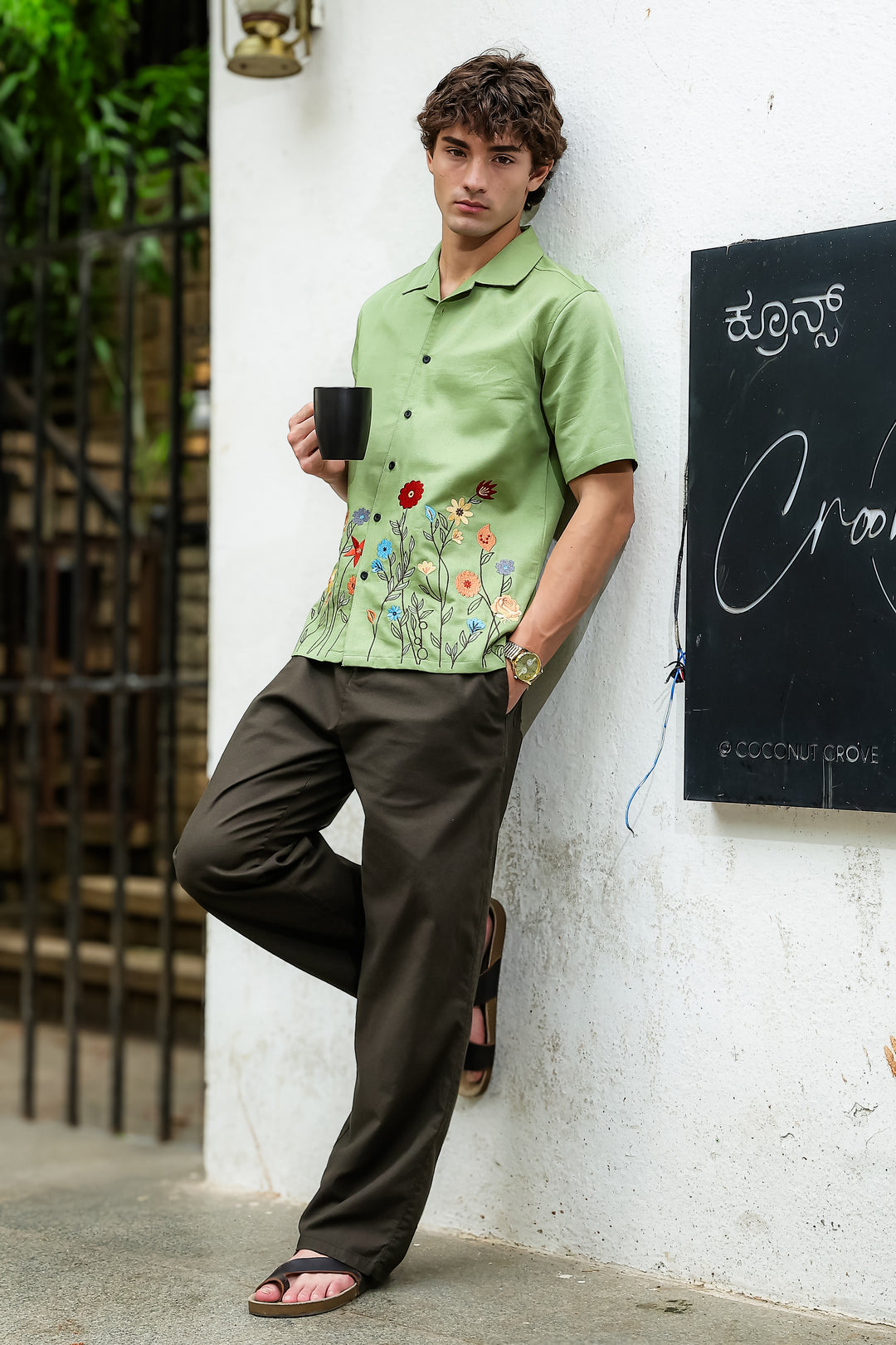 Blossoming Embroidery Cuban Shirt