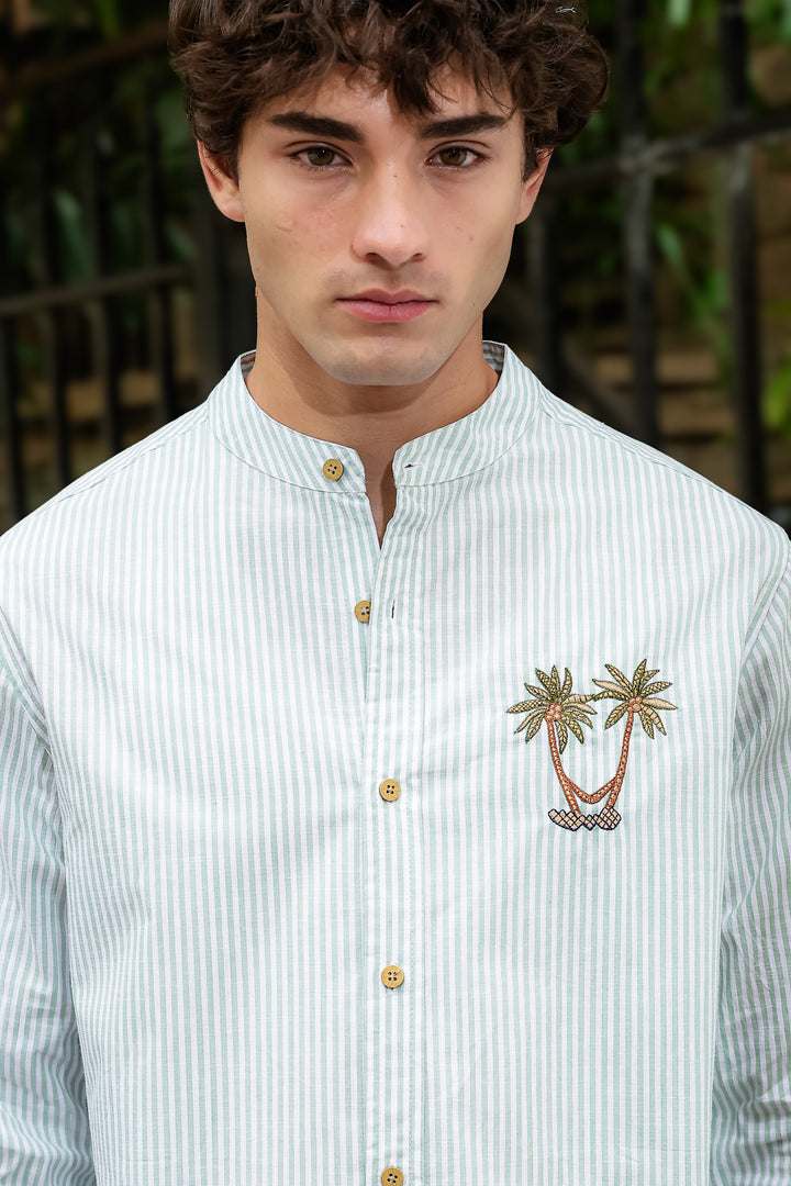 Coast: Mint Green Embroidery Shirt