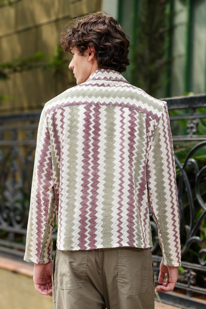 Long Sleeves : Zig Zag Crochet Shirt