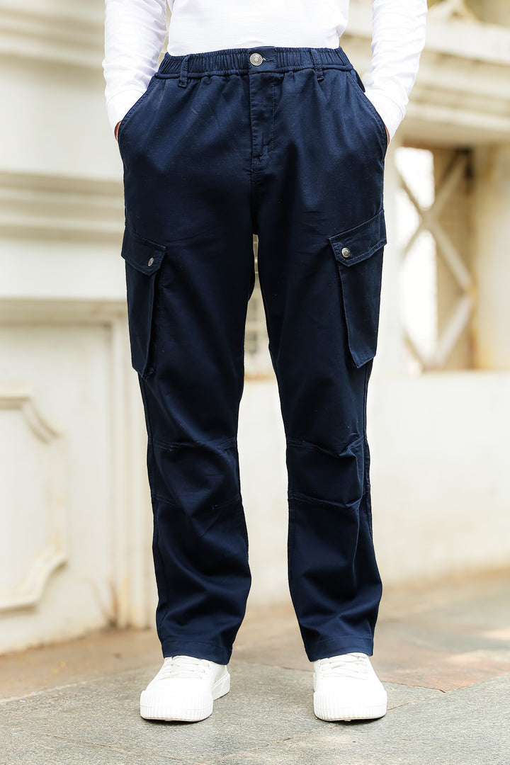 Combat : Navy Regular Fiit Cargo Pants