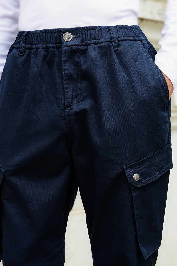 Combat : Navy Regular Fiit Cargo Pants