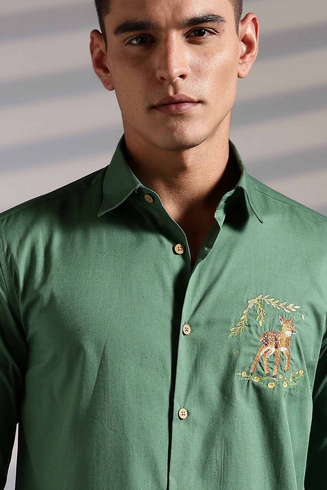 Forest Deer Embroidery Shirt