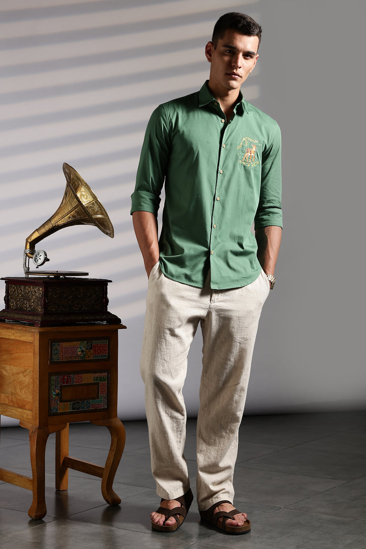 Forest Deer Embroidery Shirt