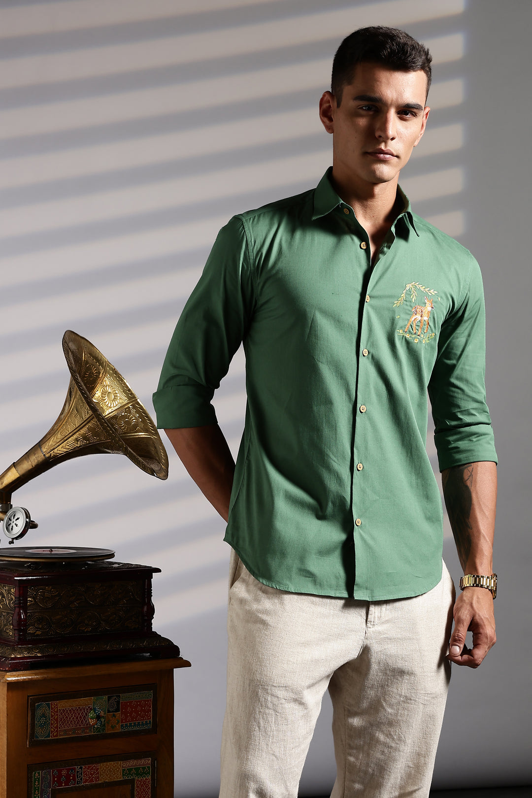 Forest Deer Embroidery Shirt