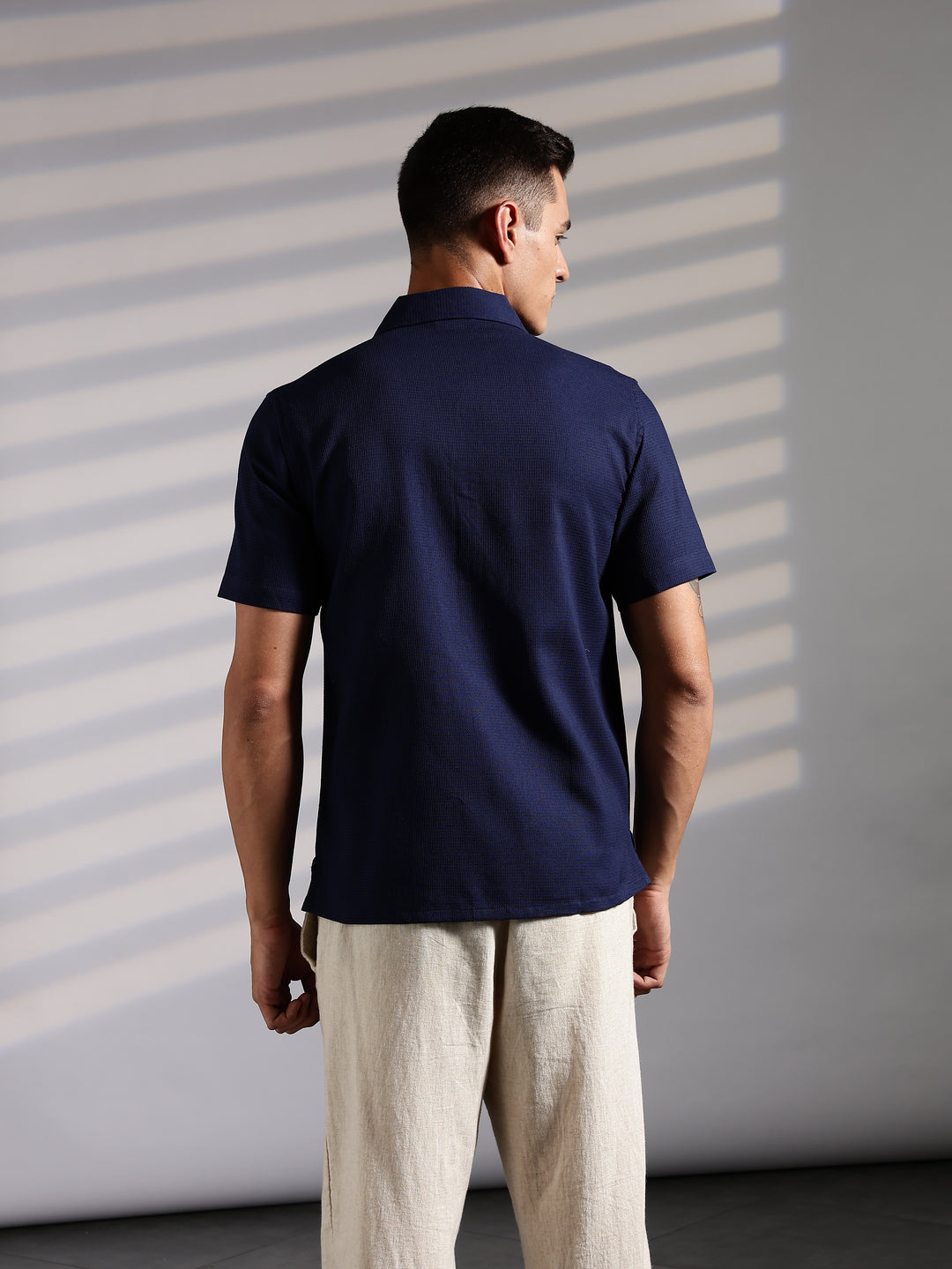 Golden Bird: Embroidery Textured Fabric Shirt