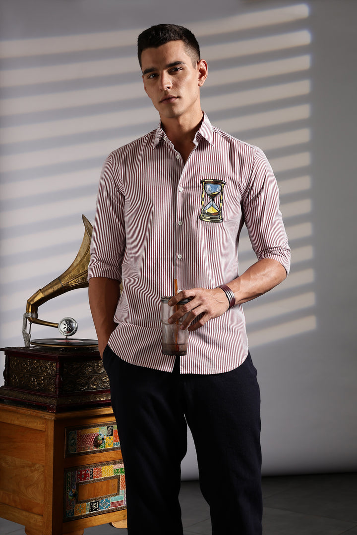 Sand Clock: Embroidery Stripes Shirt