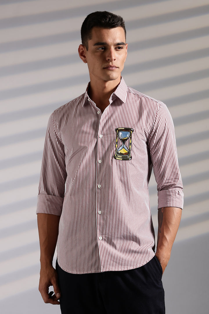 Sand Clock: Embroidery Stripes Shirt