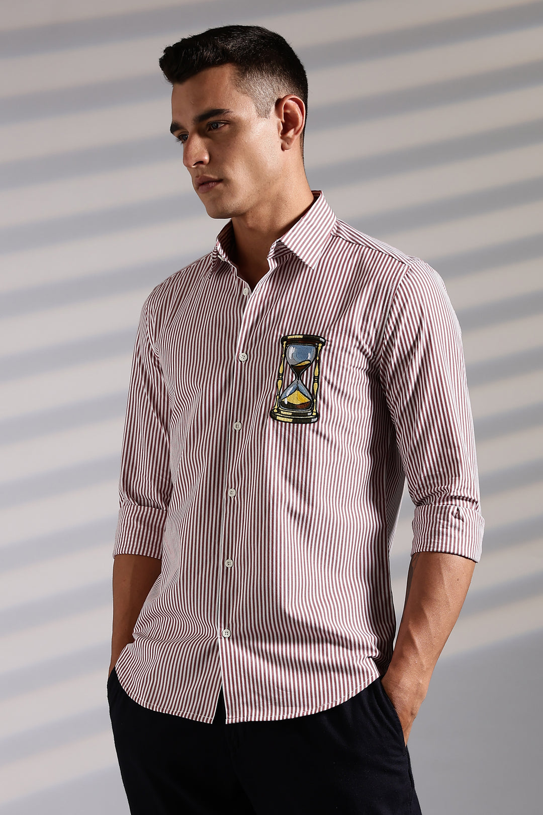 Sand Clock: Embroidery Stripes Shirt