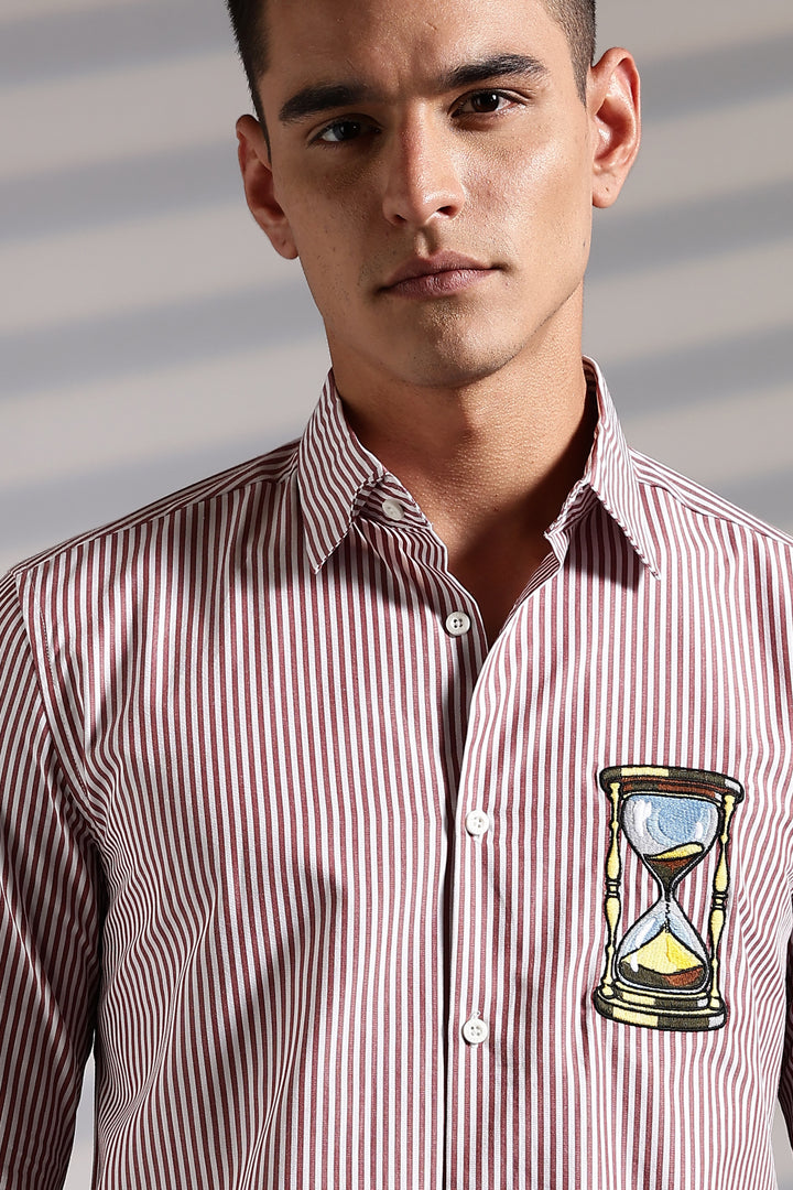Sand Clock: Embroidery Stripes Shirt