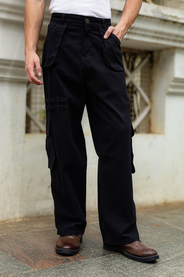 Black Dyed Cargo Pants