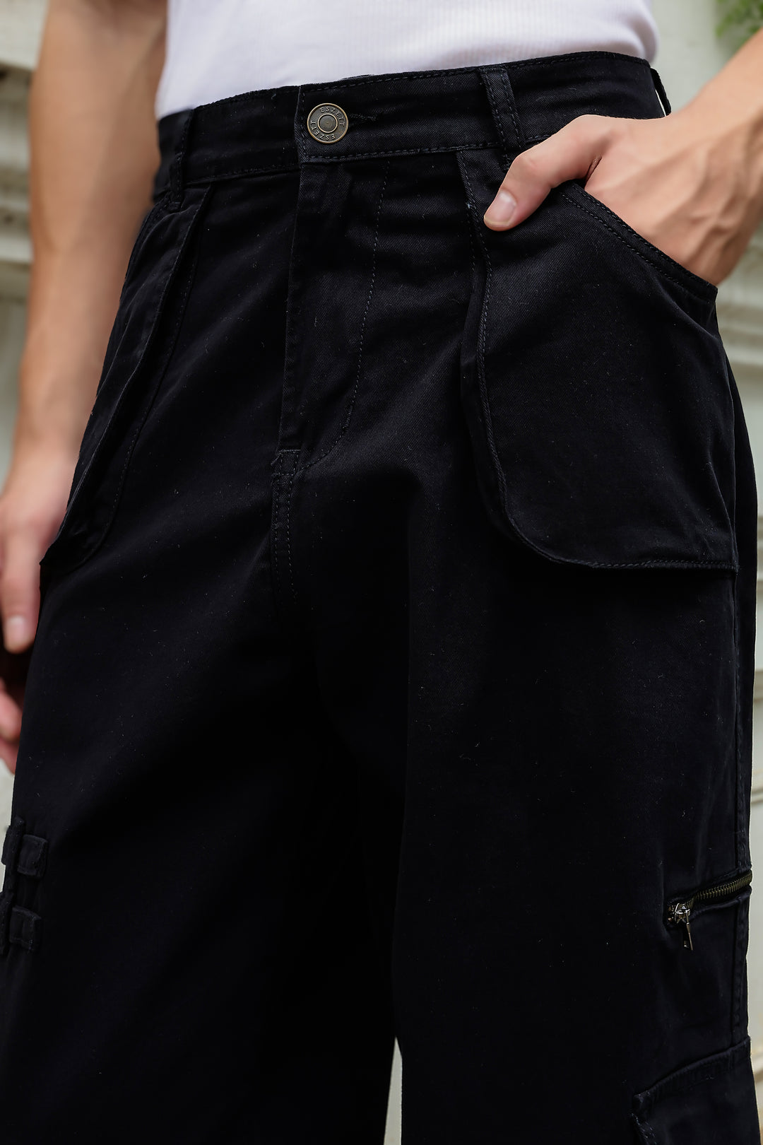 Black Dyed Cargo Pants