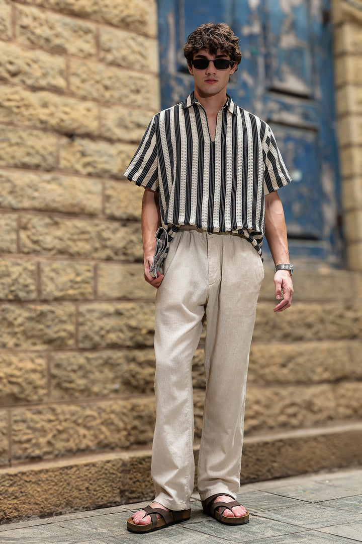 Short Sleeve : Back Ecru Crochet Shirt