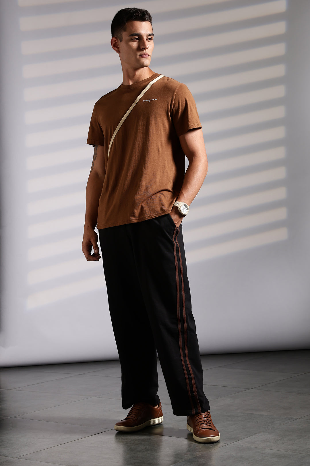 Brown Striped Joggers