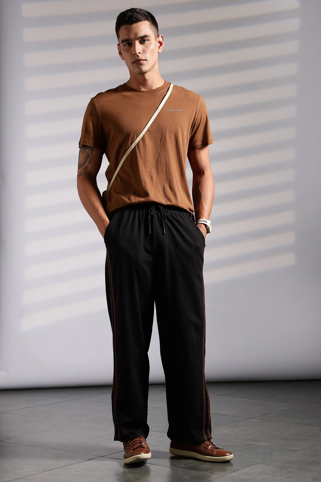Brown Striped Joggers