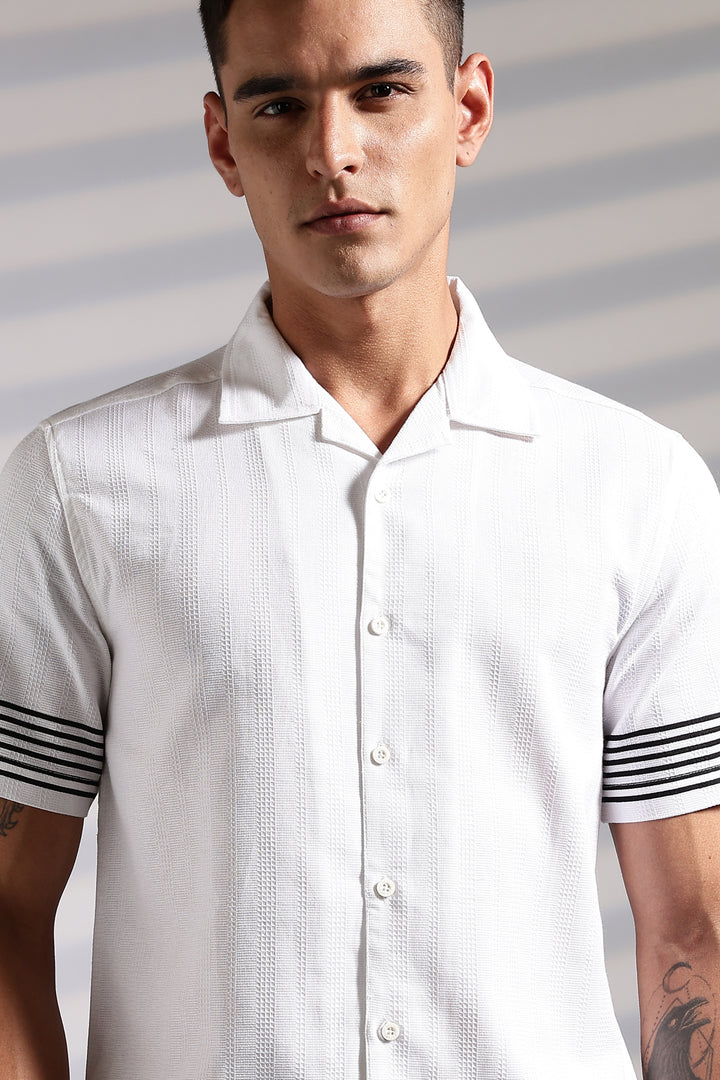 Elegant Black Stripes Cuban Shirt