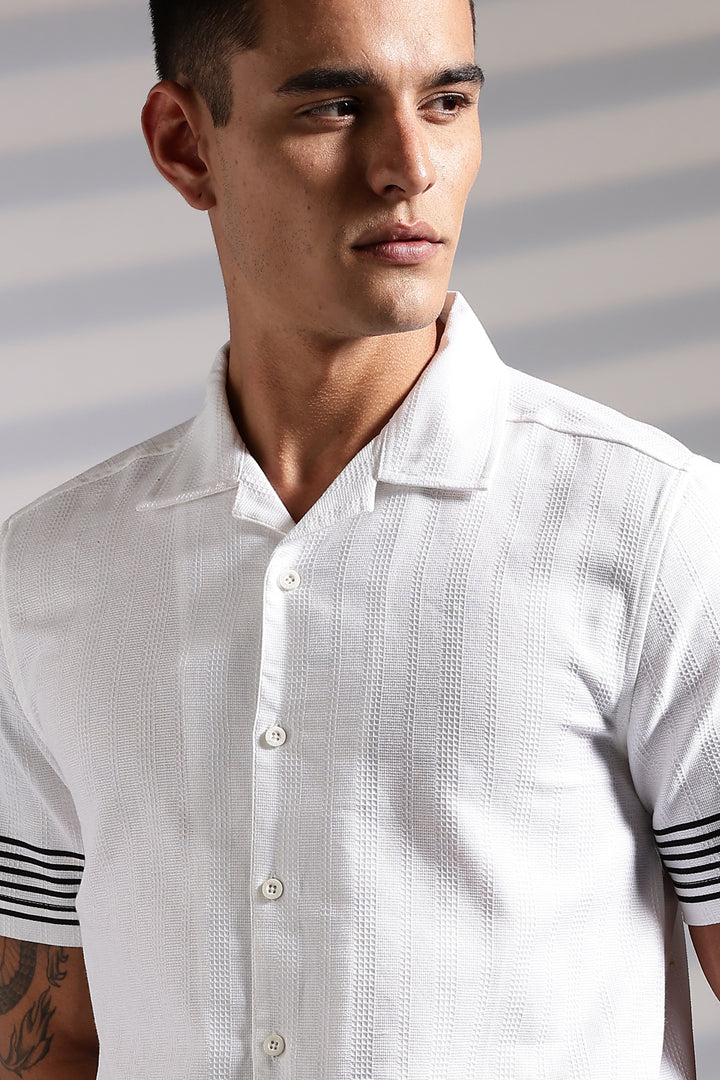 Elegant Black Stripes Cuban Shirt