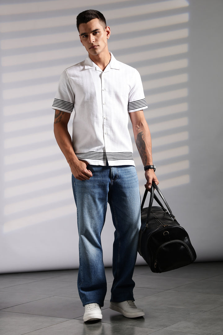Elegant Black Stripes Cuban Shirt