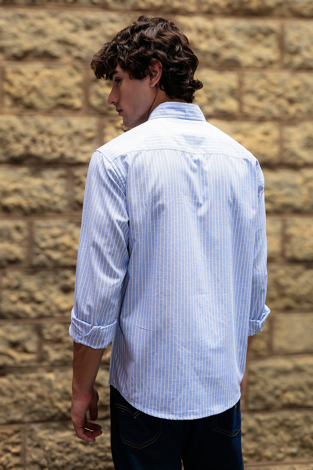 Stripes: Grace Pocket Embroidery Blue Shirt