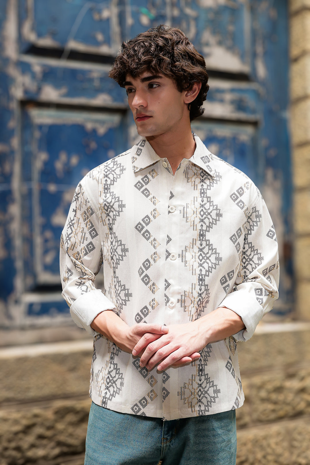 Jazzy: Ethnic Printed Cotton Shirt