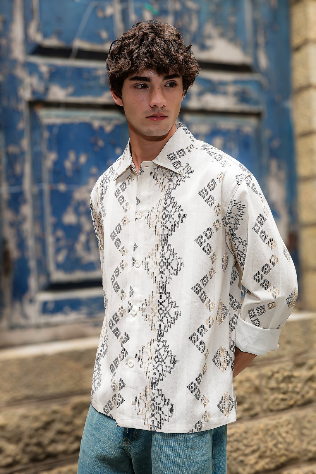 Jazzy: Ethnic Printed Cotton Shirt
