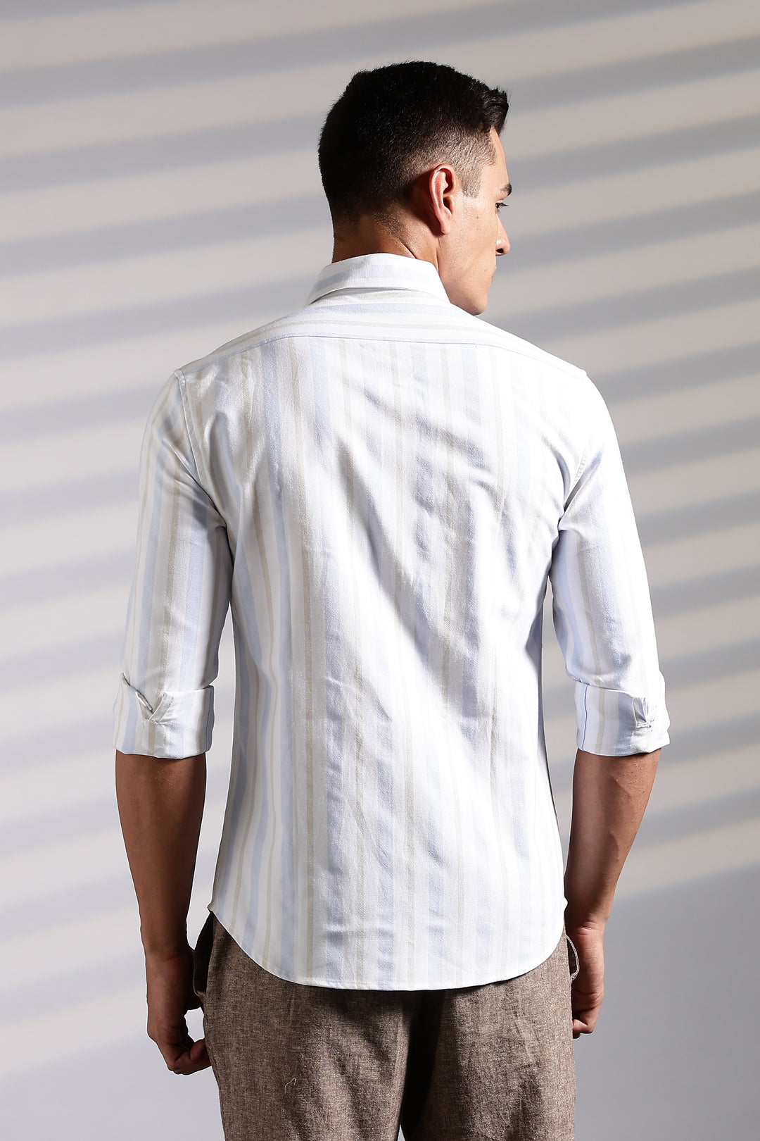 Popcorn: Stripes Embroidery Shirt
