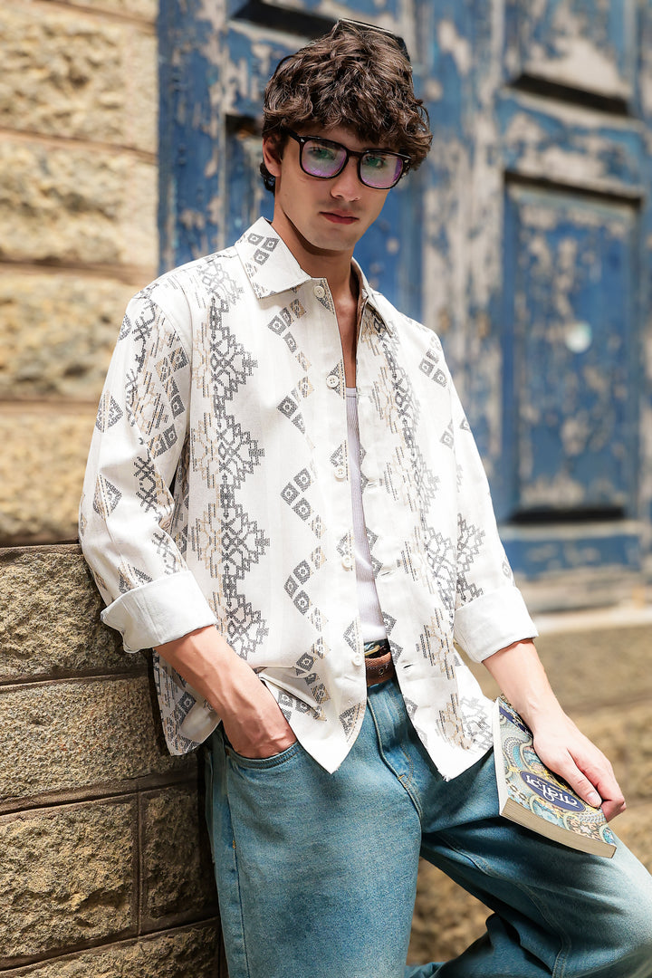 Jazzy: Ethnic Printed Cotton Shirt