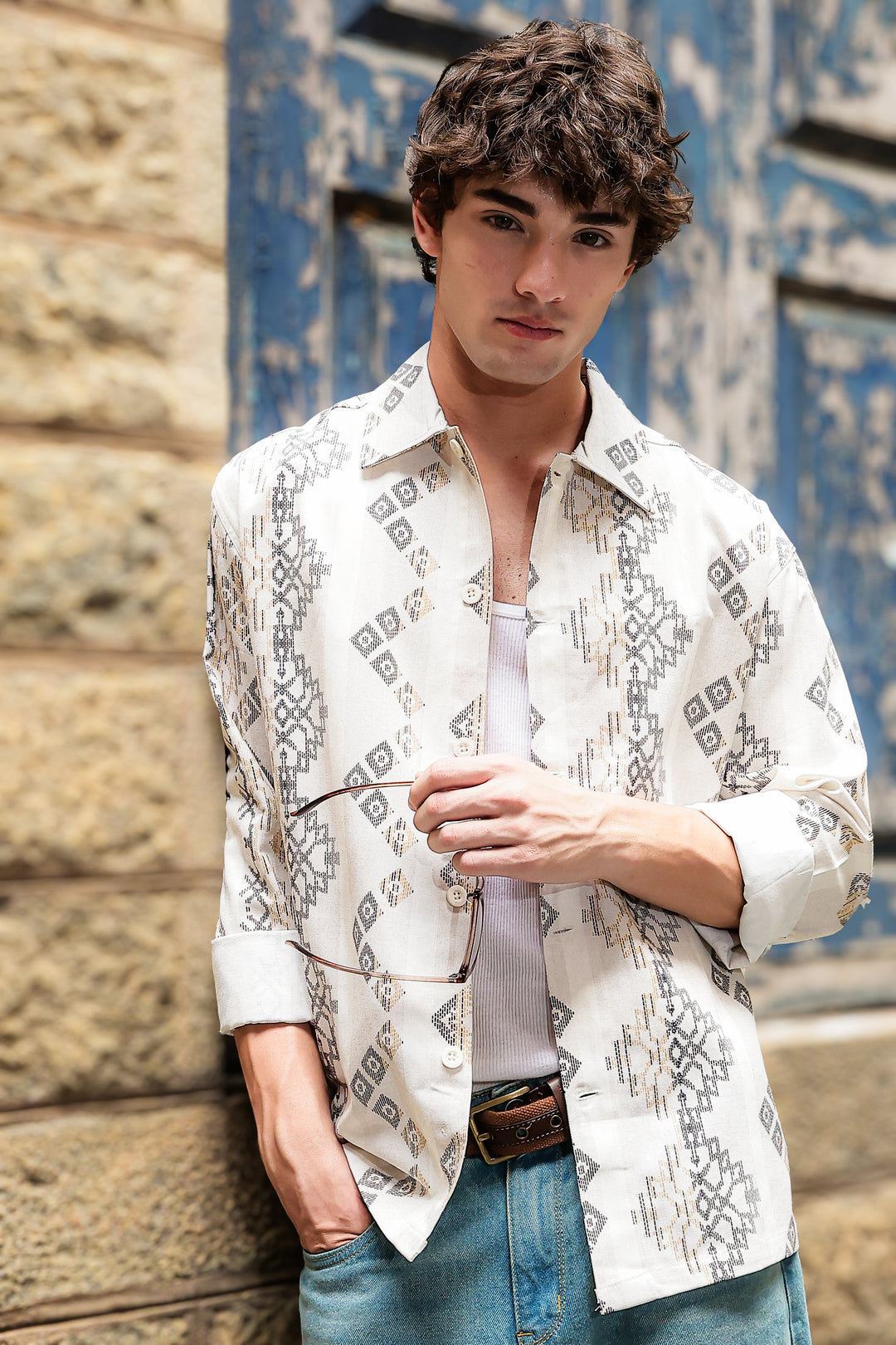 Jazzy: Ethnic Printed Cotton Shirt
