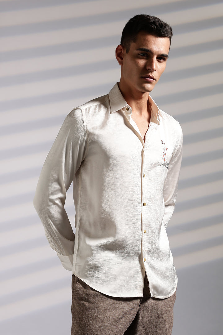 Elegant embroidery Textured fabric Shirt