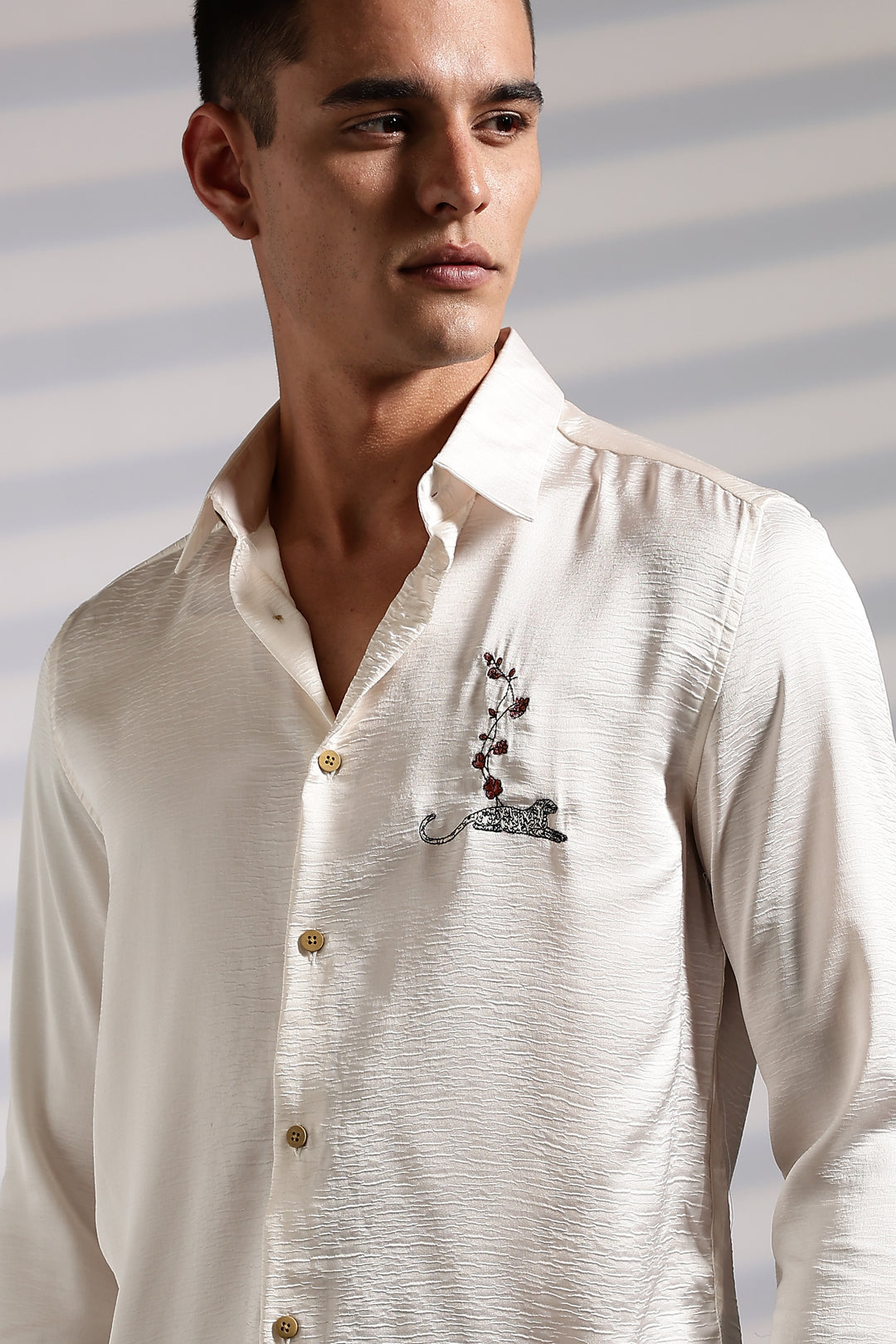 Elegant embroidery Textured fabric Shirt