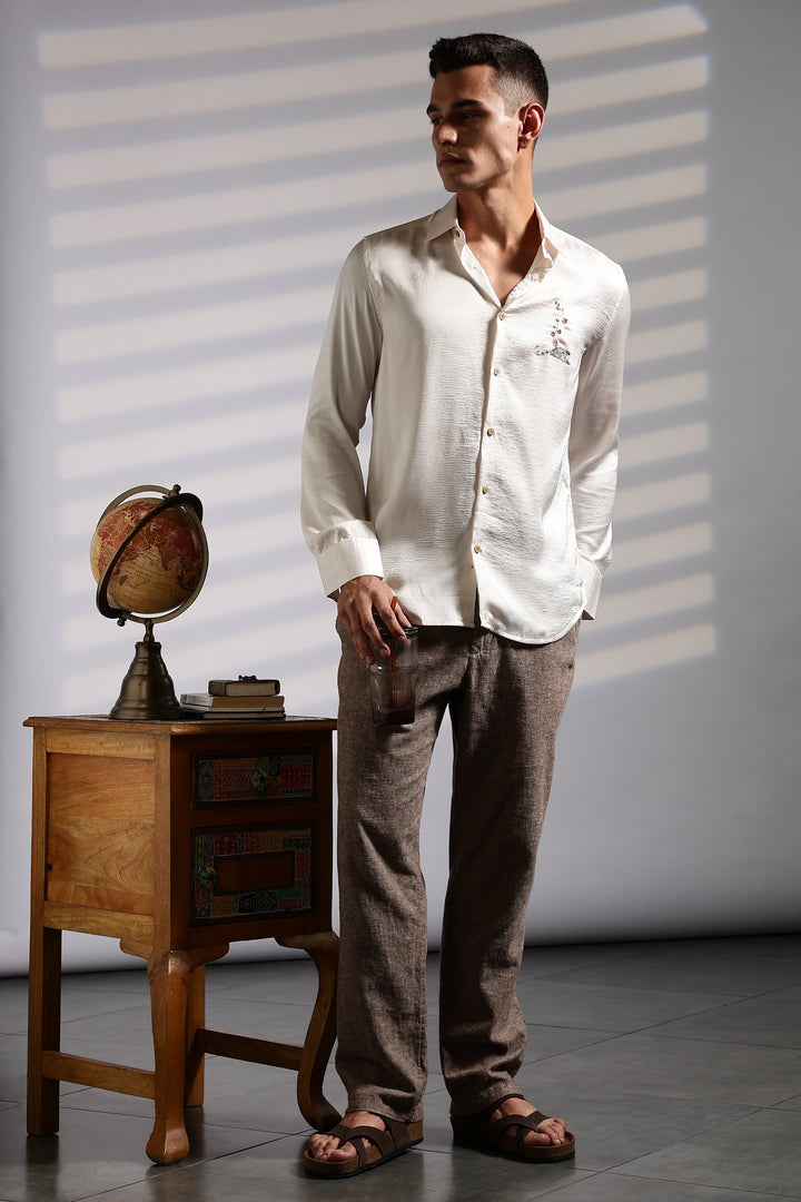 Elegant embroidery Textured fabric Shirt
