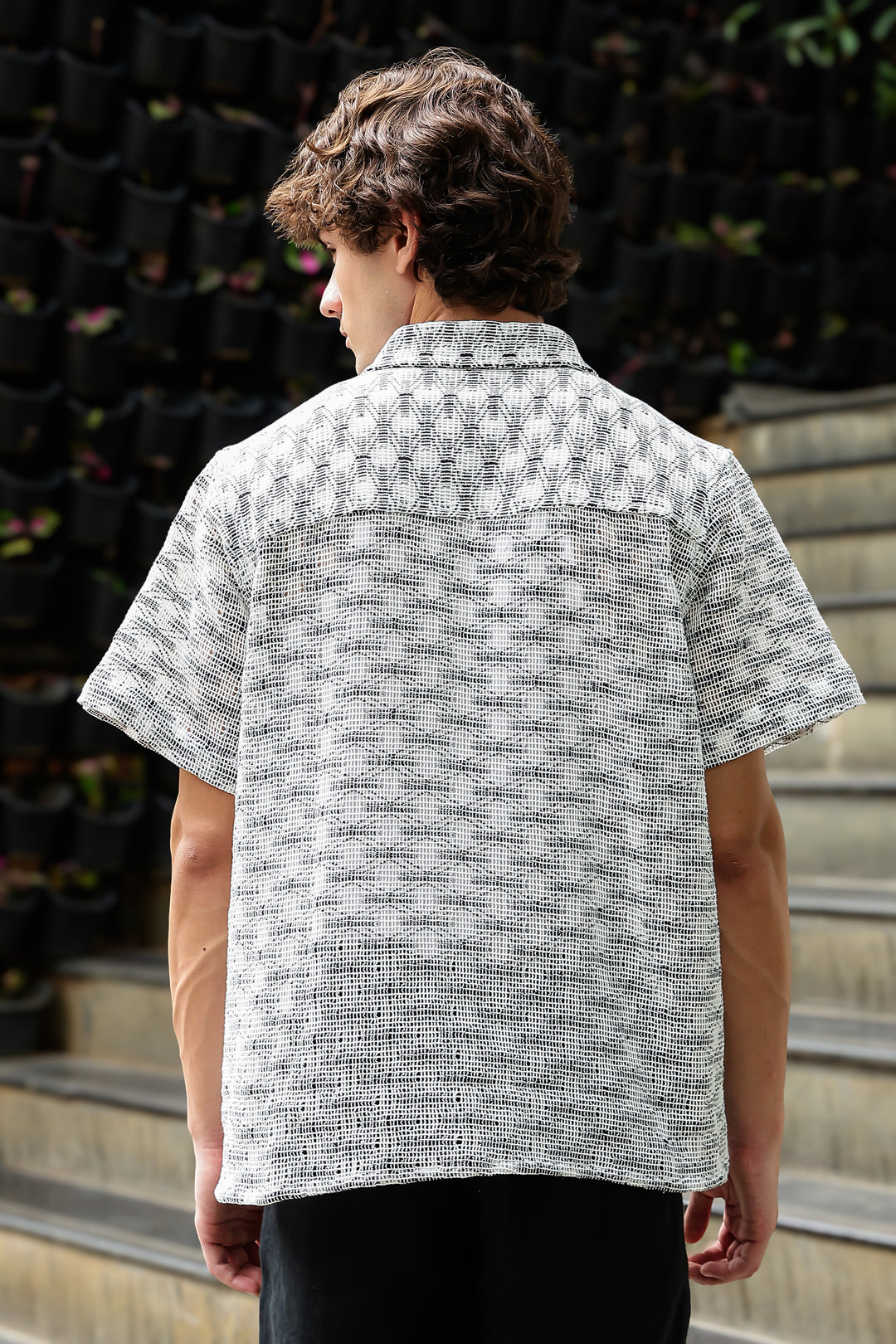 Short Sleeve : Multi Weave Crochet Shirt