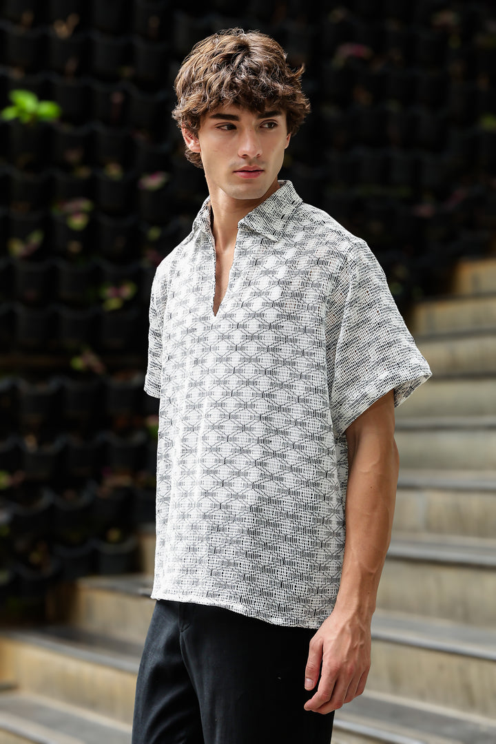 Short Sleeve : Multi Weave Crochet Shirt