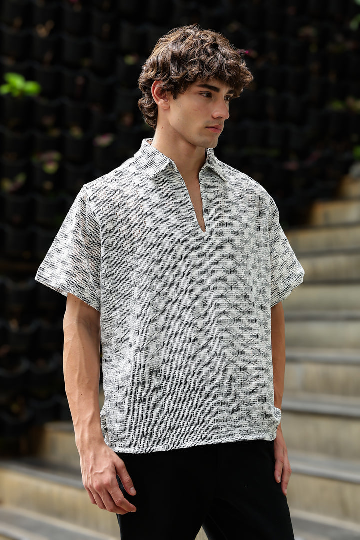 Short Sleeve : Multi Weave Crochet Shirt