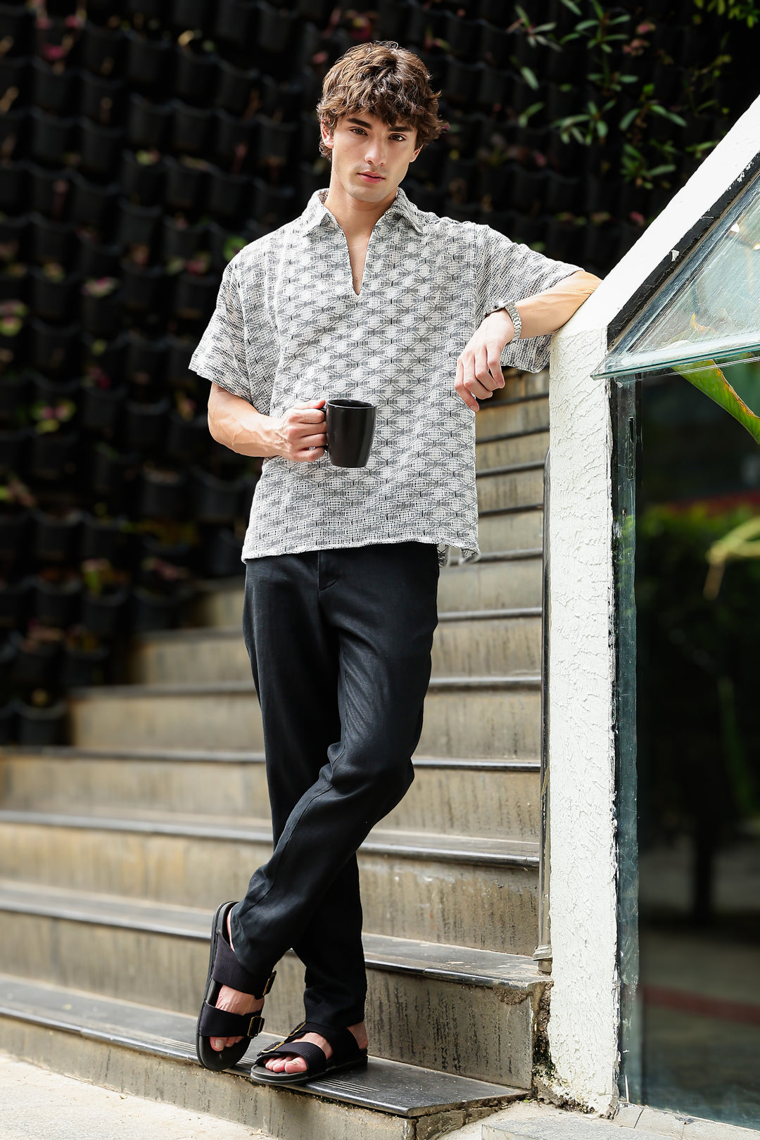 Short Sleeve : Multi Weave Crochet Shirt