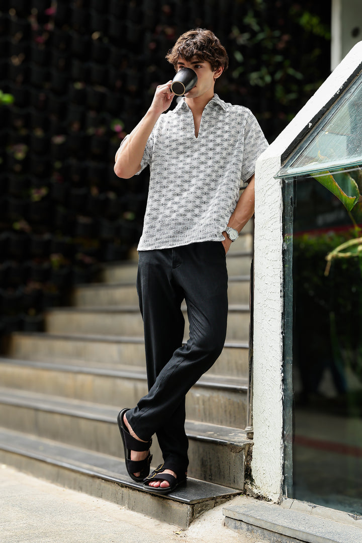 Short Sleeve : Multi Weave Crochet Shirt